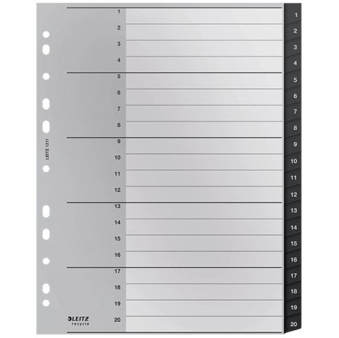 Przekładki PP Leitz Recycle A4 Maxi 1-20 czarne