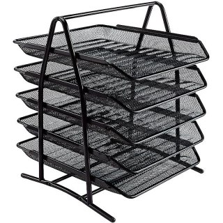 Stojak na dokumenty Grand 5 półek metalowy czarny