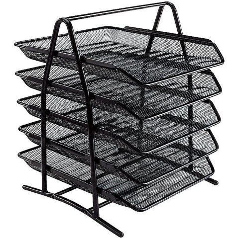 Stojak na dokumenty Grand 5 półek metalowy czarny