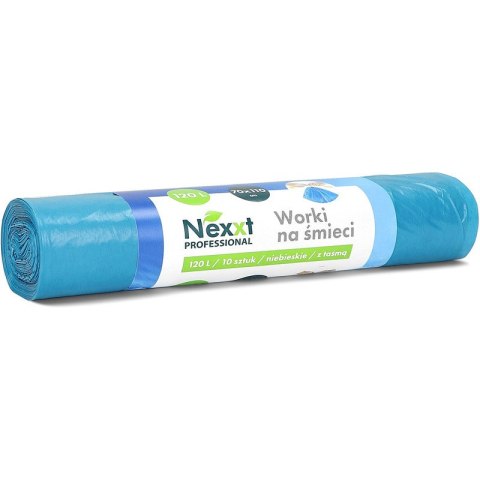 Worki na śmieci Nexxt 120L LDPE z taśmą niebieskie