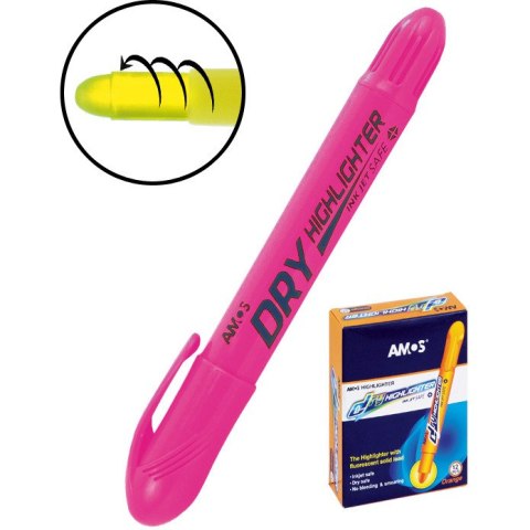 Zakreślacz w sztyfcie Amos Dry różowy