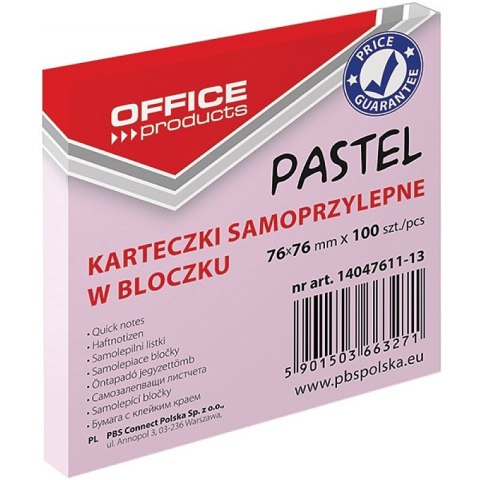 Karteczki Donau 76x76mm pastel różowe 100szt