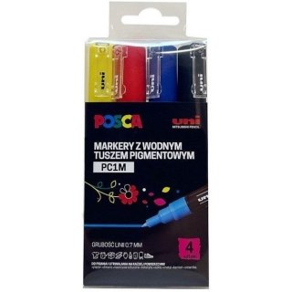 Markery z farbą plakatową Uni POSCA PC-1M 4 kolory
