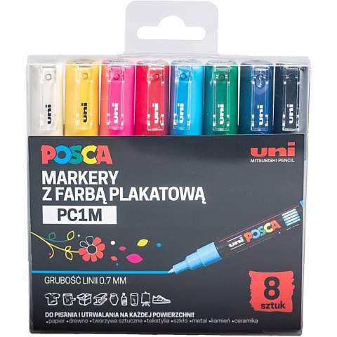 Markery z farbą plakatową Uni POSCA PC-1M 8 koloró