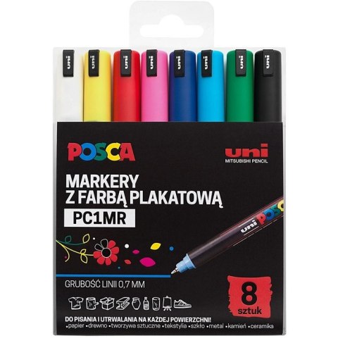 Markery z farbą plakatową Uni POSCA PC-1MR 8 kolor