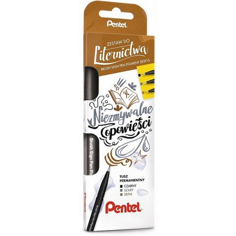 Pisaki pędzelkowe Pentel Brush Sign Pen Pigment SE