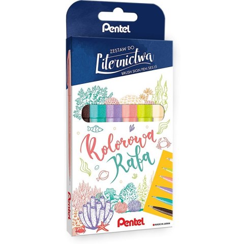 Pisaki pędzelkowe Pentel Brush Sign Pen SES15C 6 k