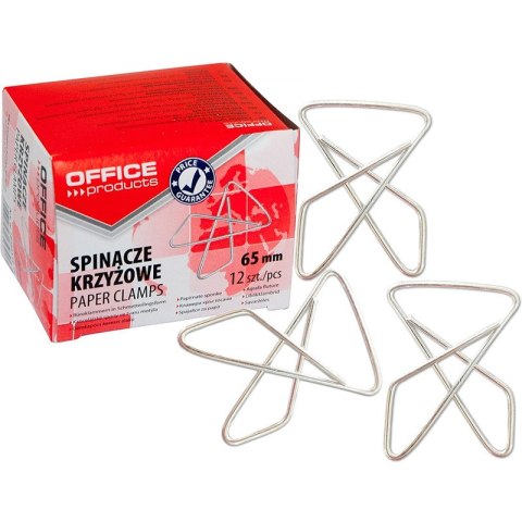 Spinacze krzyżowe OFFICE PRODUCTS, 65mm, 12szt., s