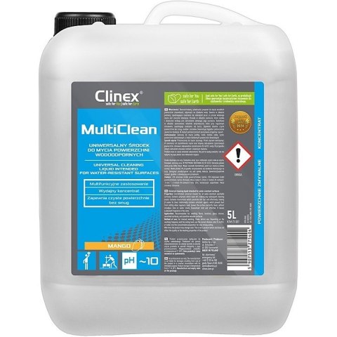Uniwersalny środek CLINEX Multi Clean, do mycia powierzchni wodoodpornych, Mango, 5l