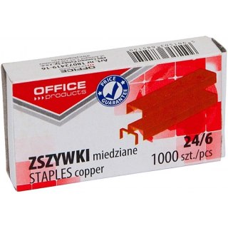 Zszywki OFFICE PRODUCTS, miedziane, 24/6, 1000szt.