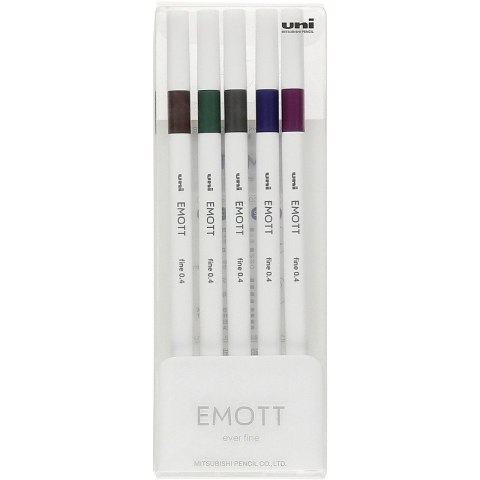 Cienkopisy Uni Emott No.3 0.4mm 5 kolorów