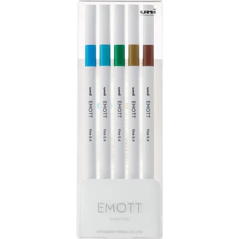 Cienkopisy Uni Emott No.4 0.4mm 5 kolorów