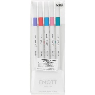 Cienkopisy Uni Emott No.5 0.4mm 5 kolorów