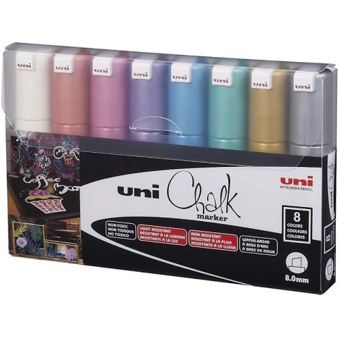 Markery kredowe Uni PWE-8K 8 kolorów