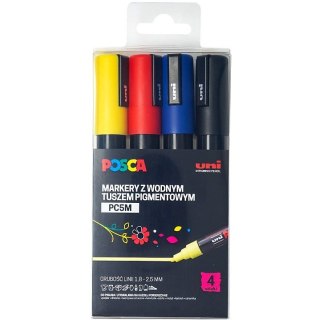 Markery z farbą plakatową Uni POSCA PC-5M 4 kolory