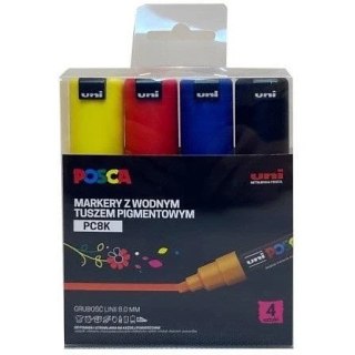 Markery z farbą plakatową Uni POSCA PC-8K 4 kolory