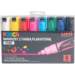 Markery z farbą plakatową Uni POSCA PC-8K 8 koloró