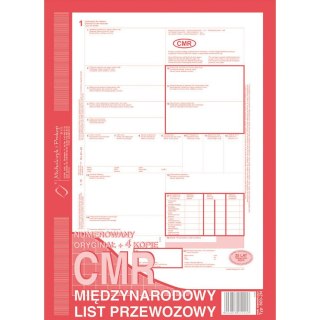 CMR MIĘDZYNARODOWY LIST PRZEWOZOWY A4 (O+4K) NUMEROWANY