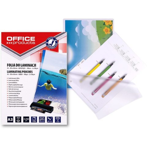 Folia laminacyjna Office Products A3 2x100µm błyszcząca 100szt