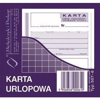 KARTA URLOPOWA 2/3 A6 (OFFSET)