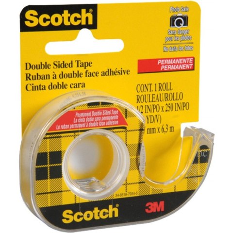 Scotch - taśma dwustronna 12 mm × 6,3 m, przezroczysta, z podajnikiem
