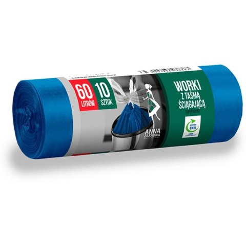 Worki na śmieci Anna Zaradna 60L LDPE z taśmą niebieskie 10szt