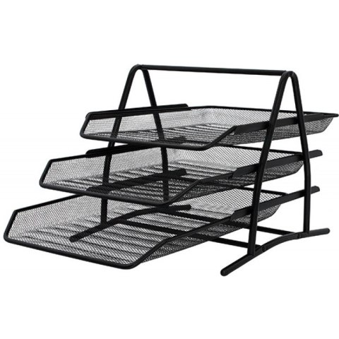 Zestaw 3 półek na dokumenty Q-Connect metalowy czarny