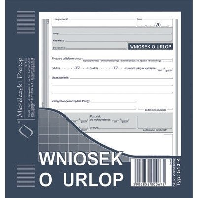 WNIOSEK O URLOP 2/3 A5 (OFFSET)