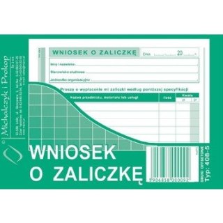 WNIOSEK O ZALICZKĘ A6 (OFFSET)